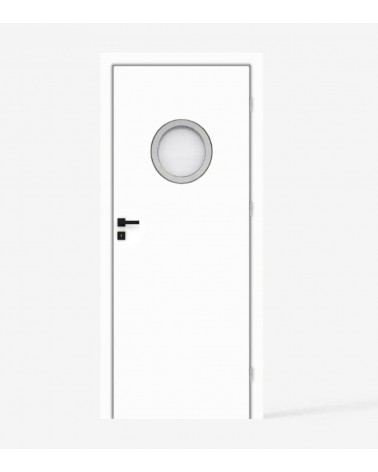 "UNI PORTHOLE MDF" White Internal doors. Rebated