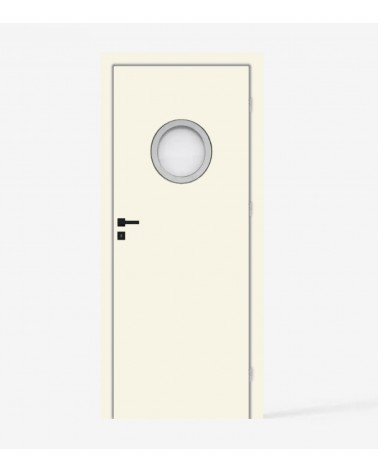 "UNI PORTHOLE MDF" Ecru Internal doors. Rebated