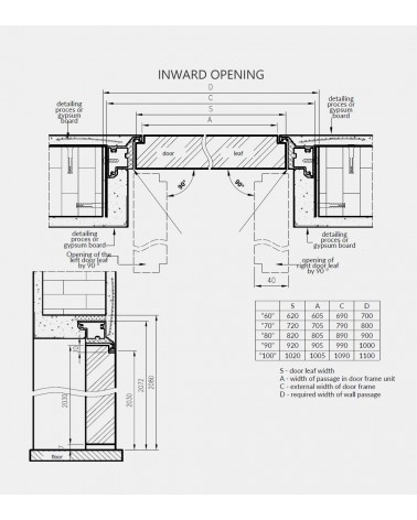 Concealed door "SARA ECO 2" 198-202cm Laminated