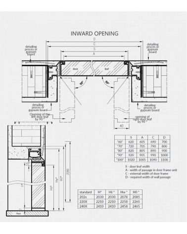 Concealed door "SARA ECO 2" 220cm Primed