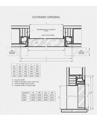 Concealed door "SARA ECO 2" 220cm Primed