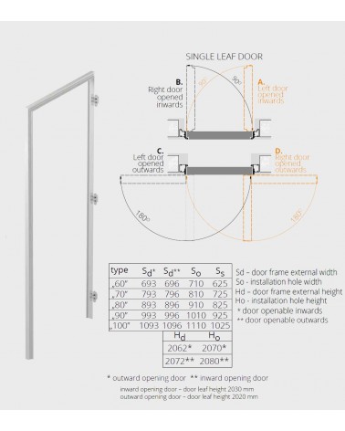 Concealed door "HARMONY" 202/203cm Primed