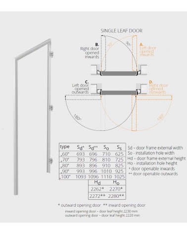 Concealed door "HARMONY" 222/223cm Primed